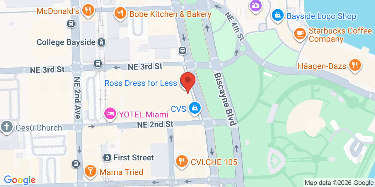 Map showing the location of 200 S Biscayne Blvd, Miami