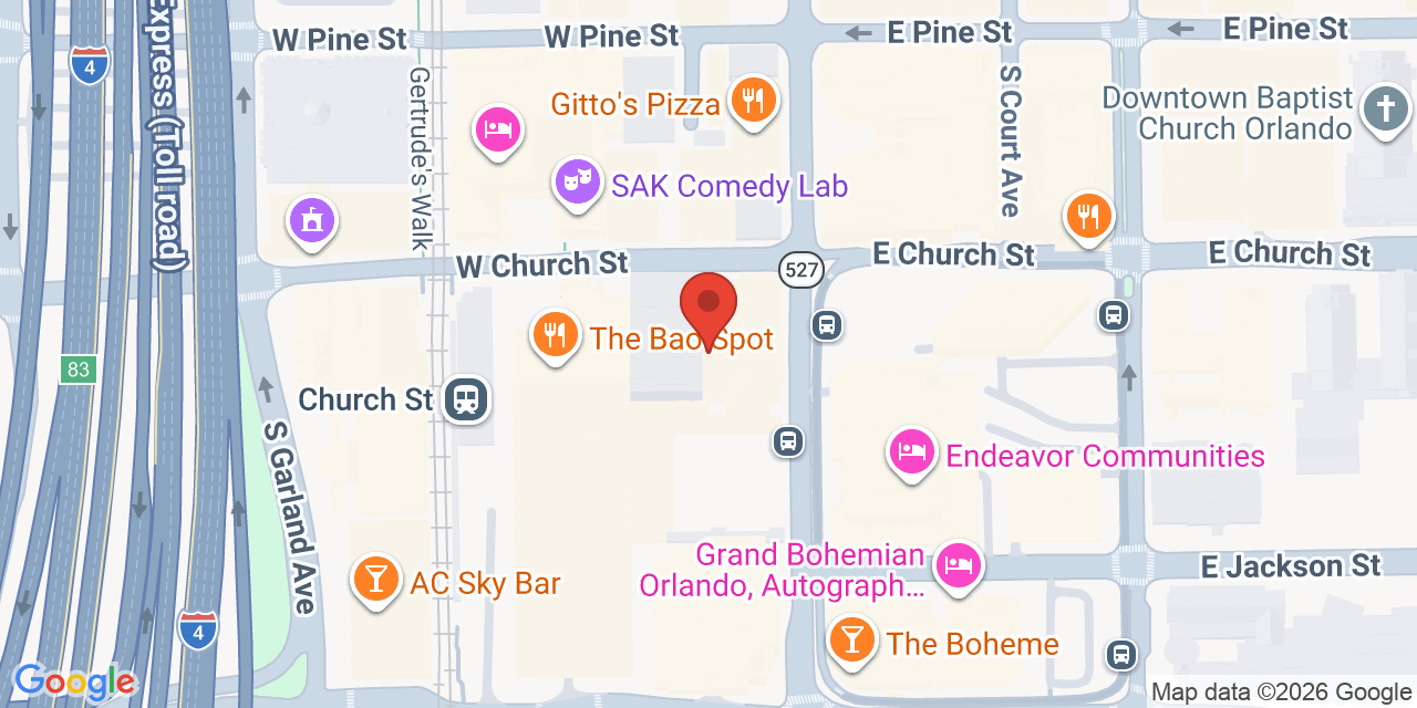Map showing the location of 200 S Orange Ave, Orlando