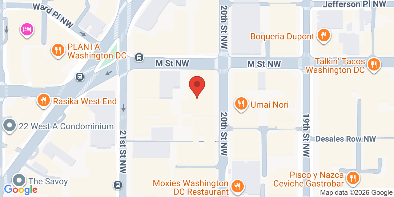 Map showing the location of 2000 M Street Northwest, Washington, DC 20036