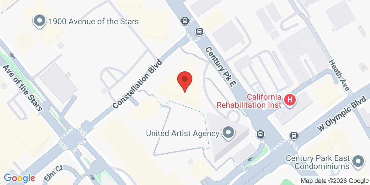 Map showing the location of 2029 Century Park E, Los Angeles, CA 90067