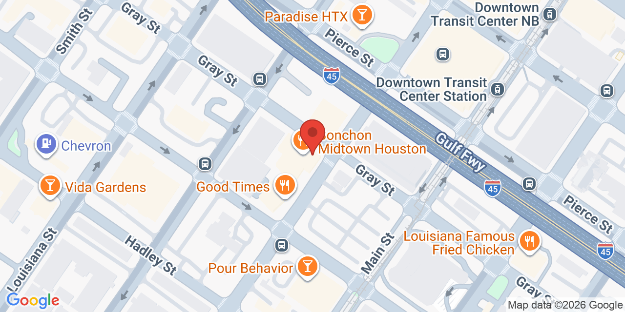 Map showing the location of 2100 Travis St, Houston, TX 77002
