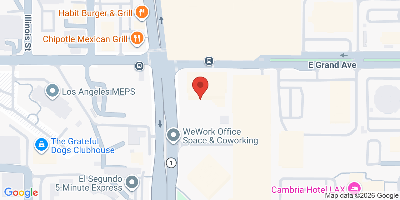 Map showing the location of 222 N Pacific Coast Hwy, El Segundo, CA 90245