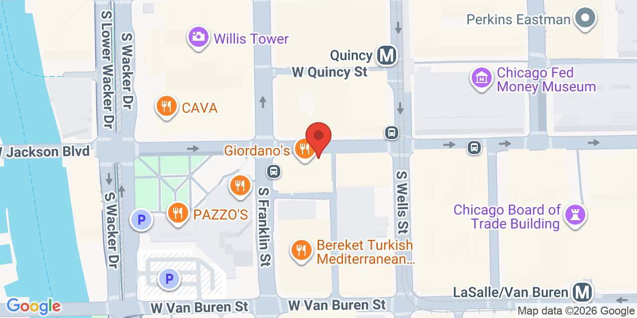 Map showing the location of 223 W Jackson Blvd, Chicago, IL 60606