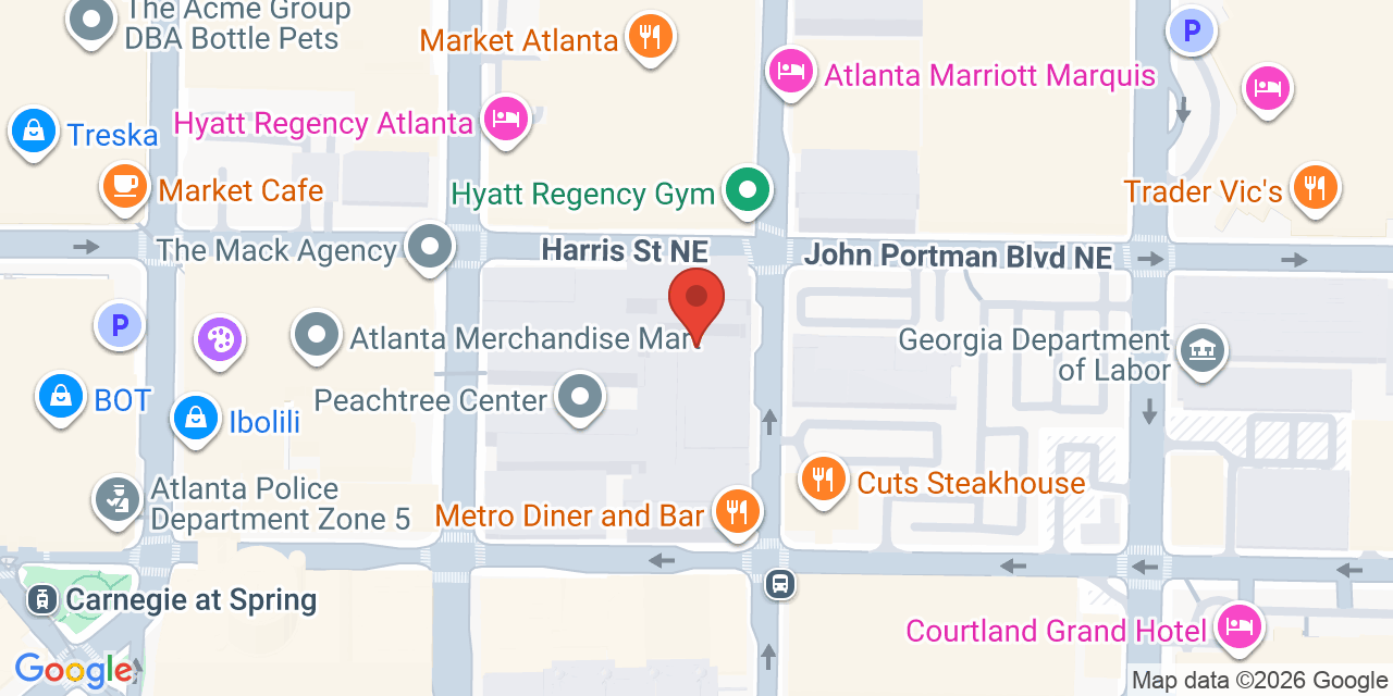 Map showing the location of 225 Peachtree Rd NE, Atlanta, GA 30303