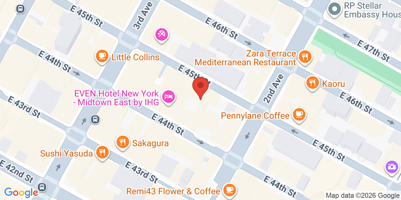 Map showing the location of 228 E 45th St, New York, NY 10017
