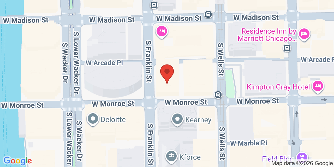 Map showing the location of 230 W Monroe St, Chicago, IL 60606