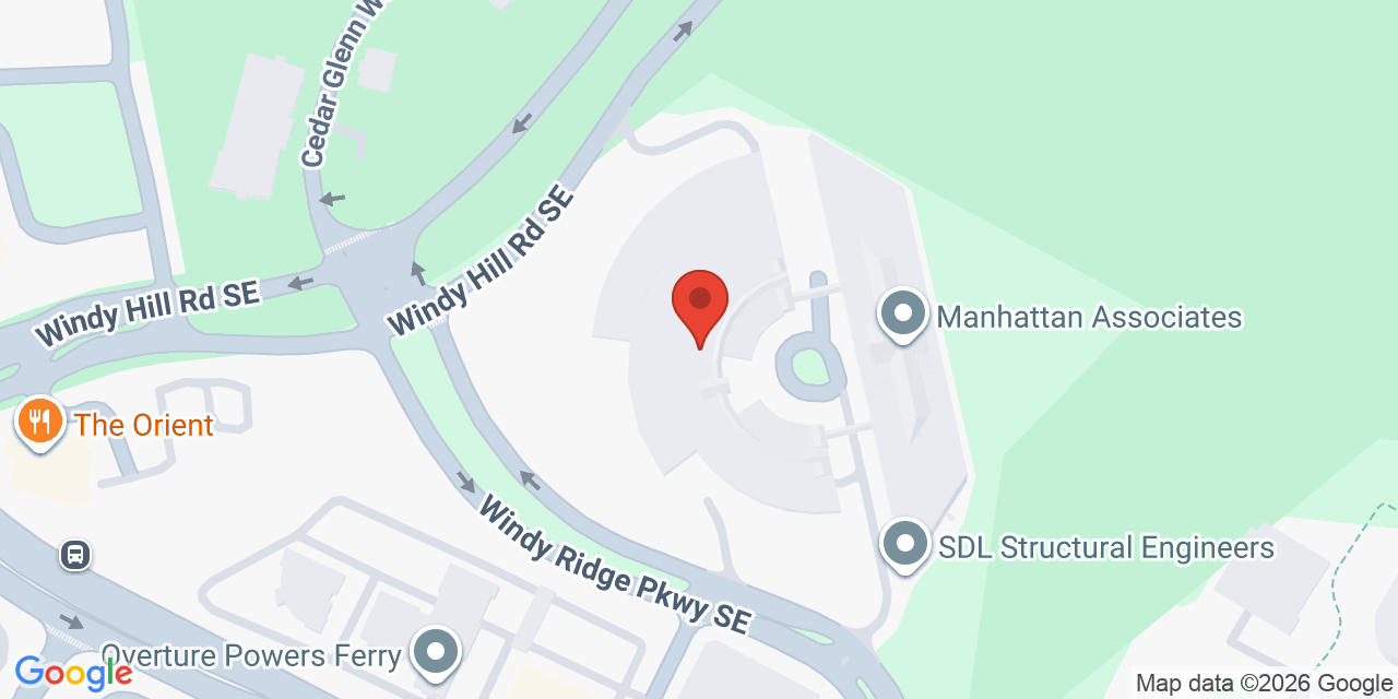 Map showing the location of 2300 Windy Ridge Pkwy SE, Atlanta, GA 30339