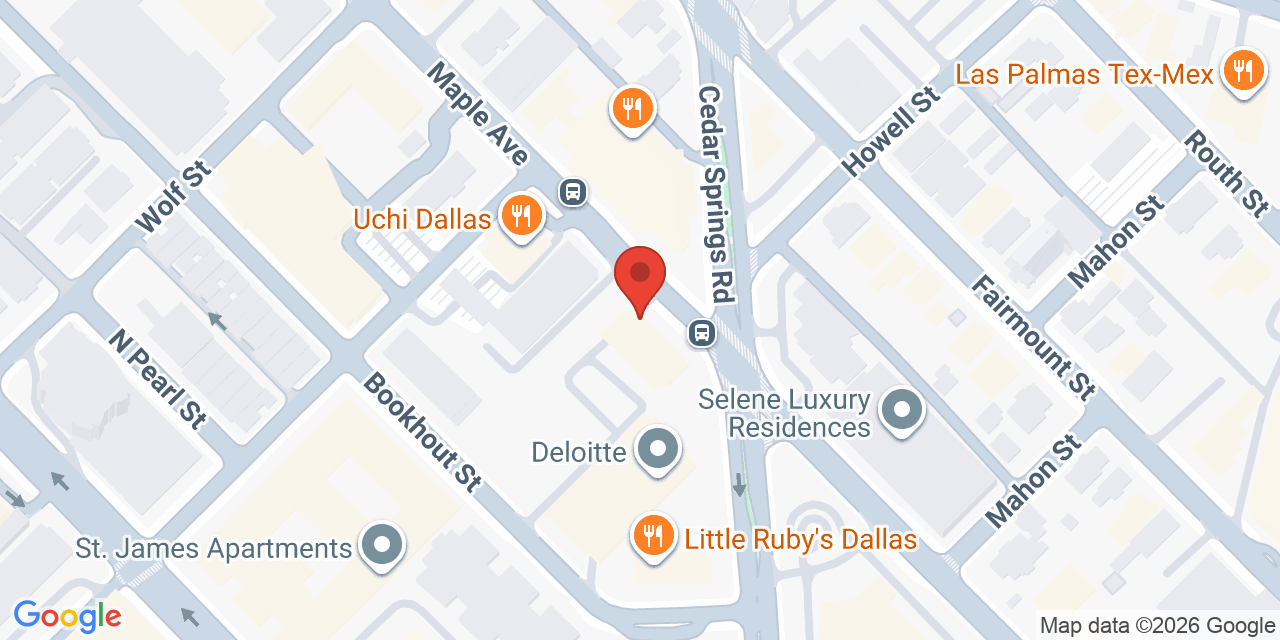 Map showing the location of 2323 Cedar Springs Rd, Dallas, TX 75201