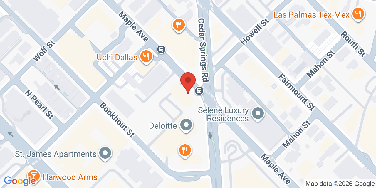 Map showing the location of 2323 Cedar Springs Road, Dallas, TX 75201