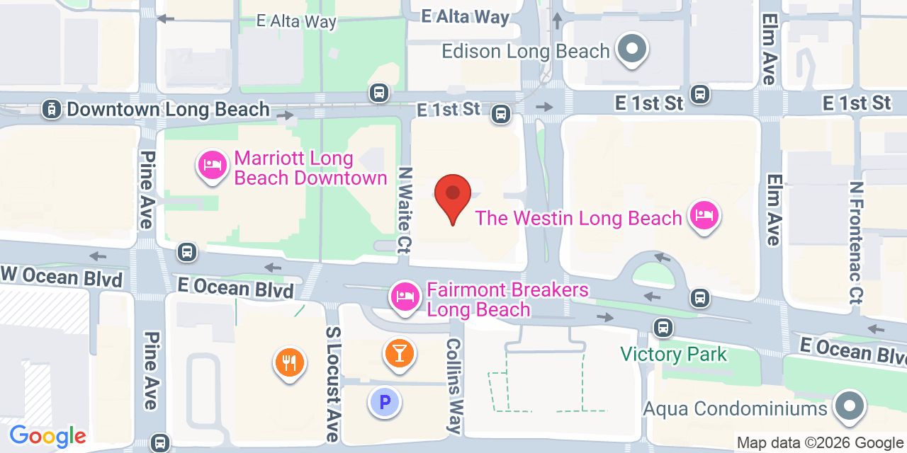 Map showing the location of 249 E Ocean Blvd, Long Beach, CA 90802