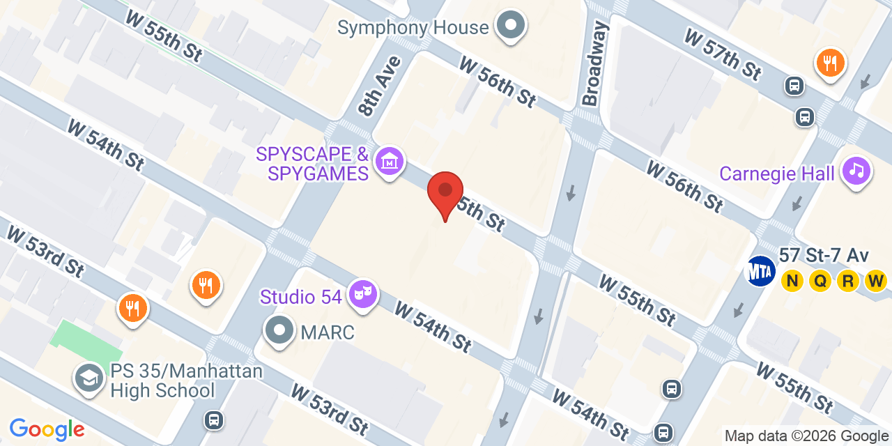 Map showing the location of 250 W 55th St, New York, NY 10019
