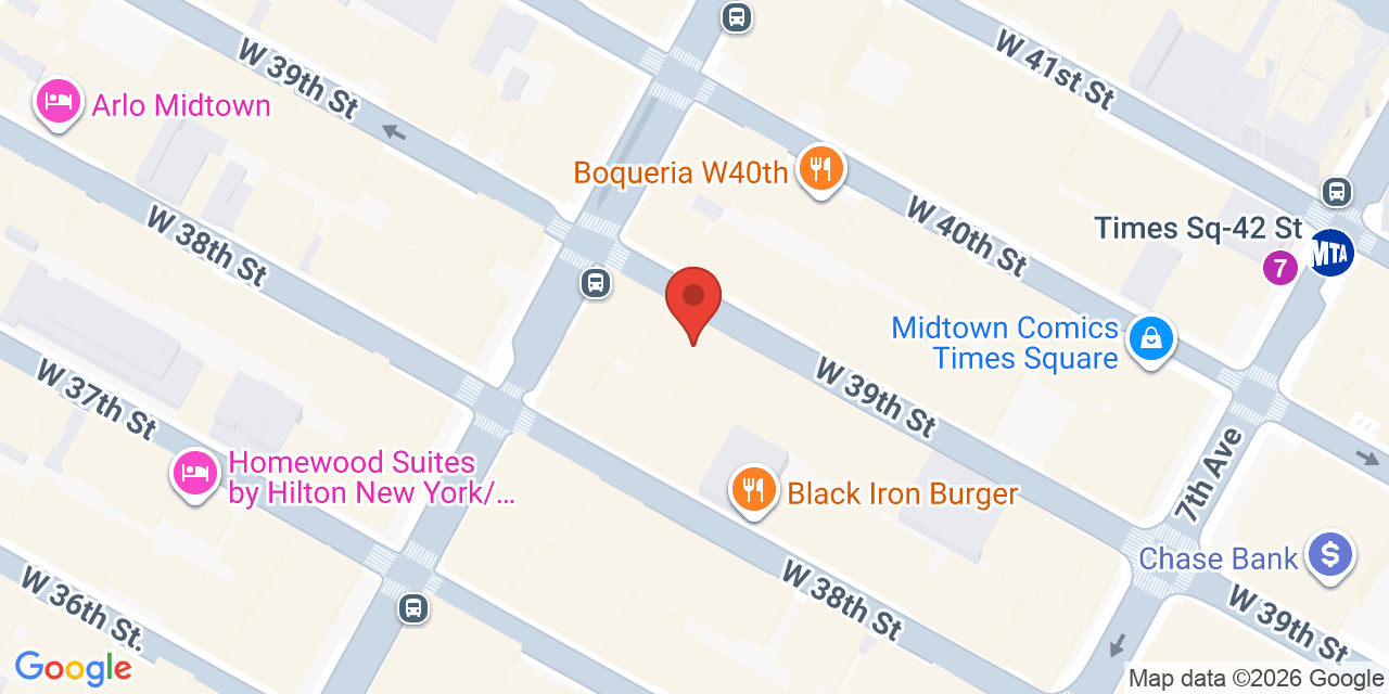 Map showing the location of 260 W 39th St, New York, NY 10018