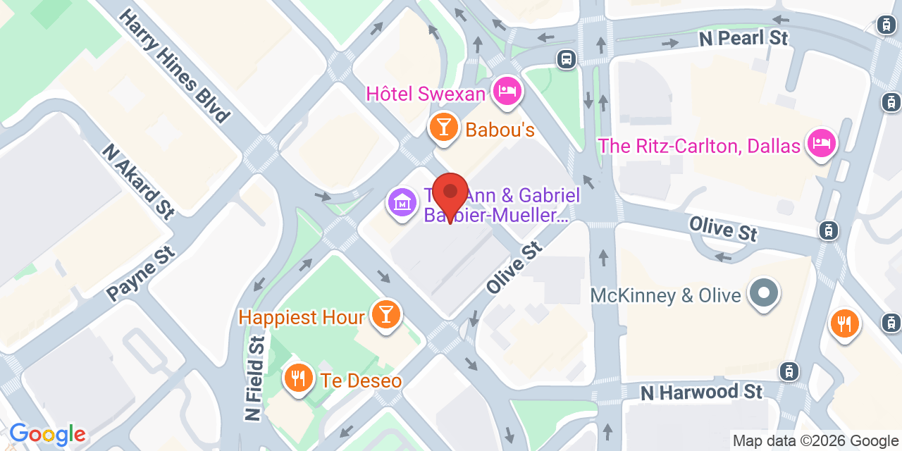 Map showing the location of 2801 North Harwood Street, Dallas, TX 75201