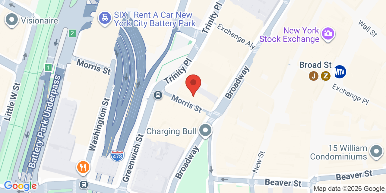 Map showing the location of 29 Broadway, New York, NY 10006