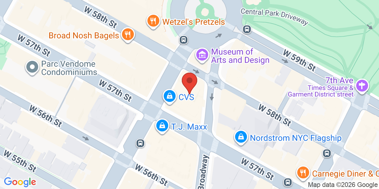 Map showing the location of 3 Columbus Cir, New York, NY 10019