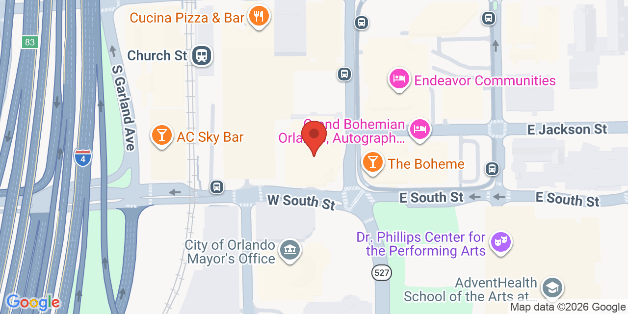 Map showing the location of 300 S Orange Ave, Orlando