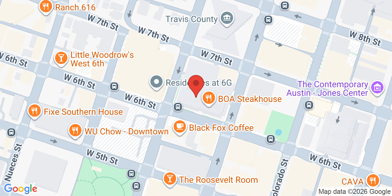 Map showing the location of 300 W 6th St, Austin, TX 78701