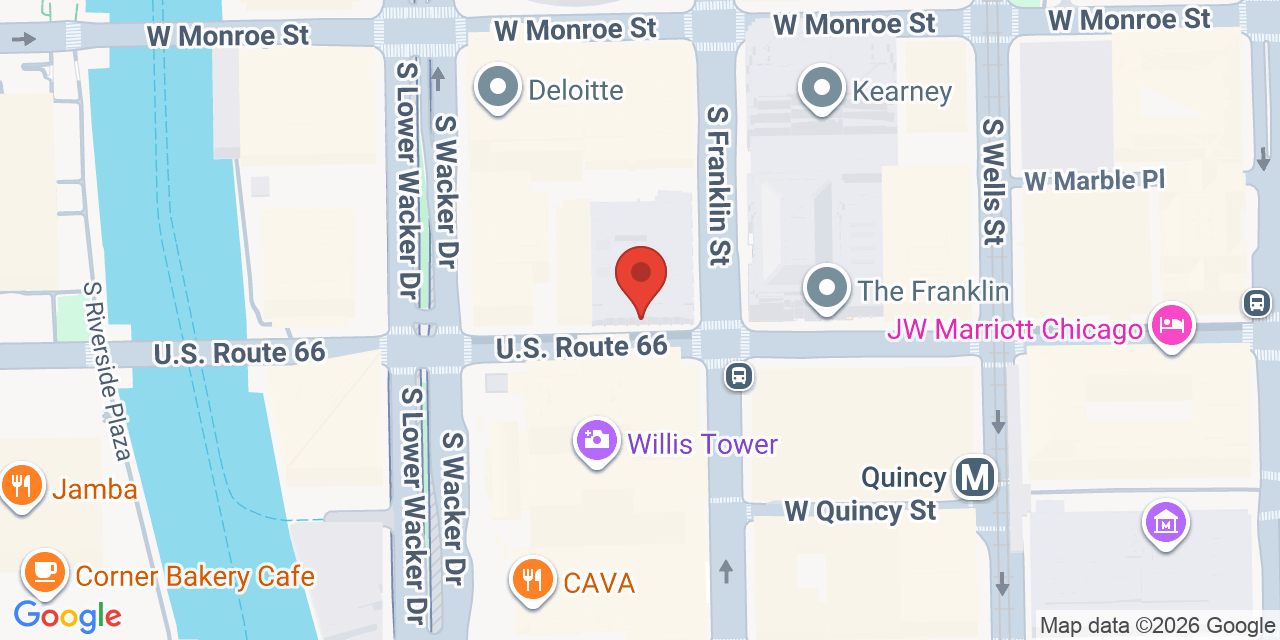 Map showing the location of 300 W Adams St, Chicago, IL 60606
