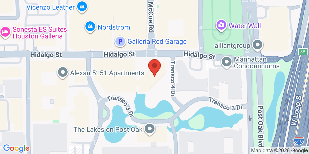 Map showing the location of 3040 Post Oak Boulevard, Houston, TX 77056