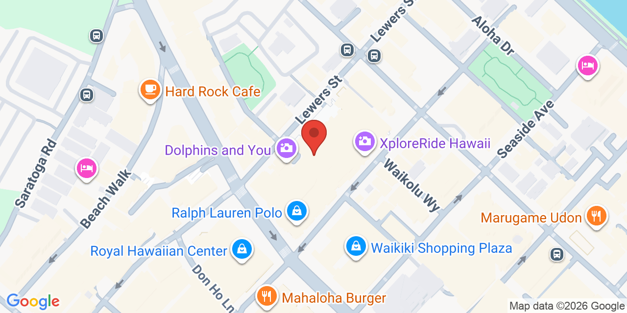 Map showing the location of 307 Lewers St, Honolulu, HI 96815