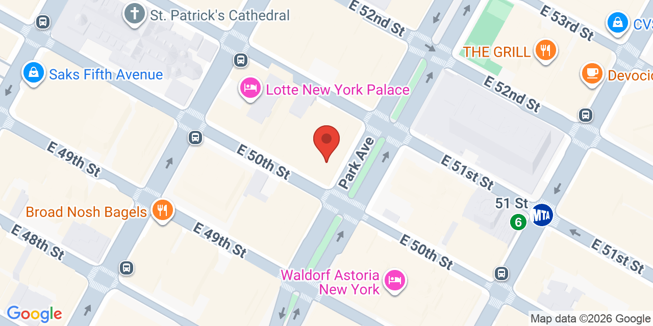 Map showing the location of 320 Park Avenue, New York, NY 10022