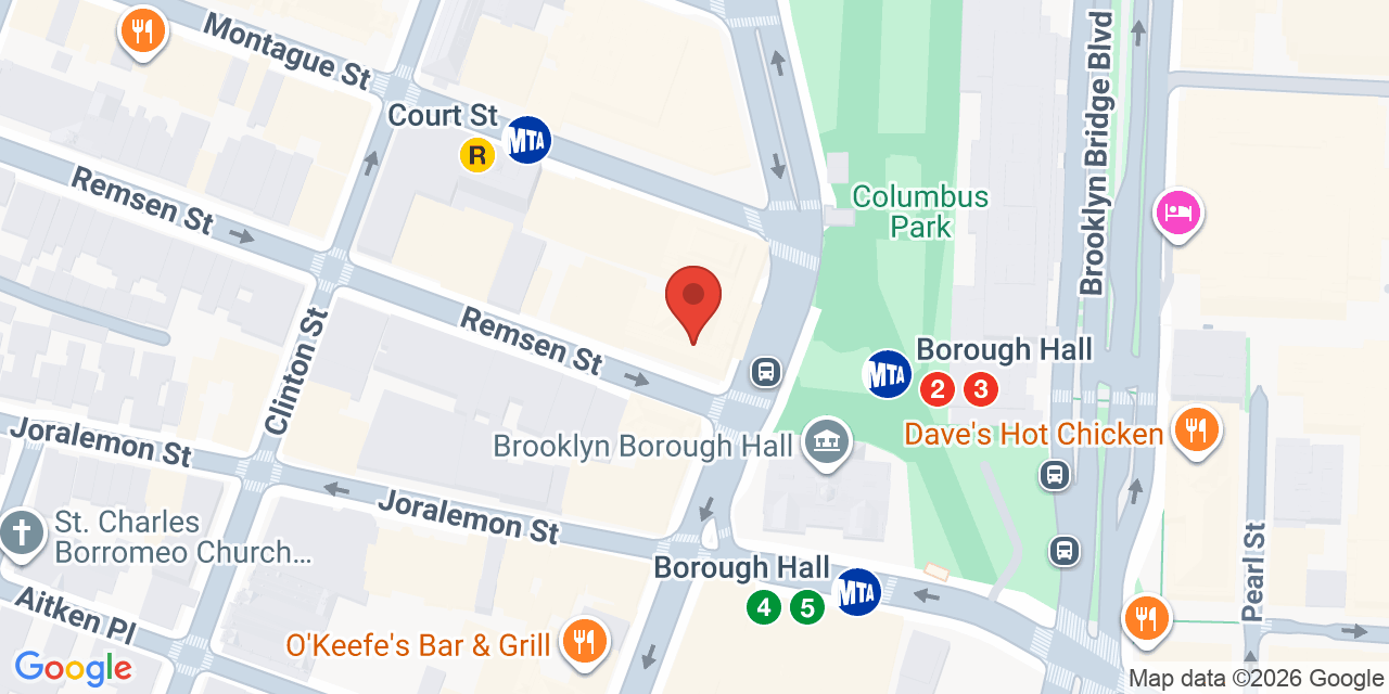 Map showing the location of 33 Court St, Brooklyn, NY 11201