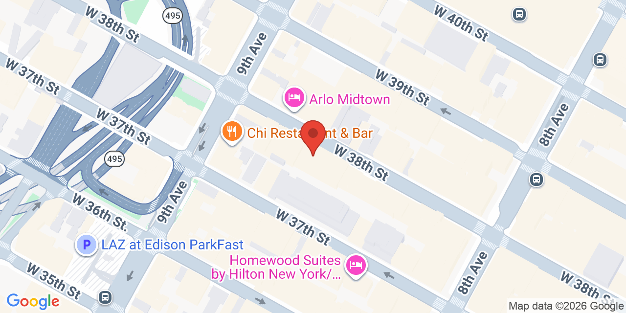 Map showing the location of 330 W 38th St, New York, NY 10018