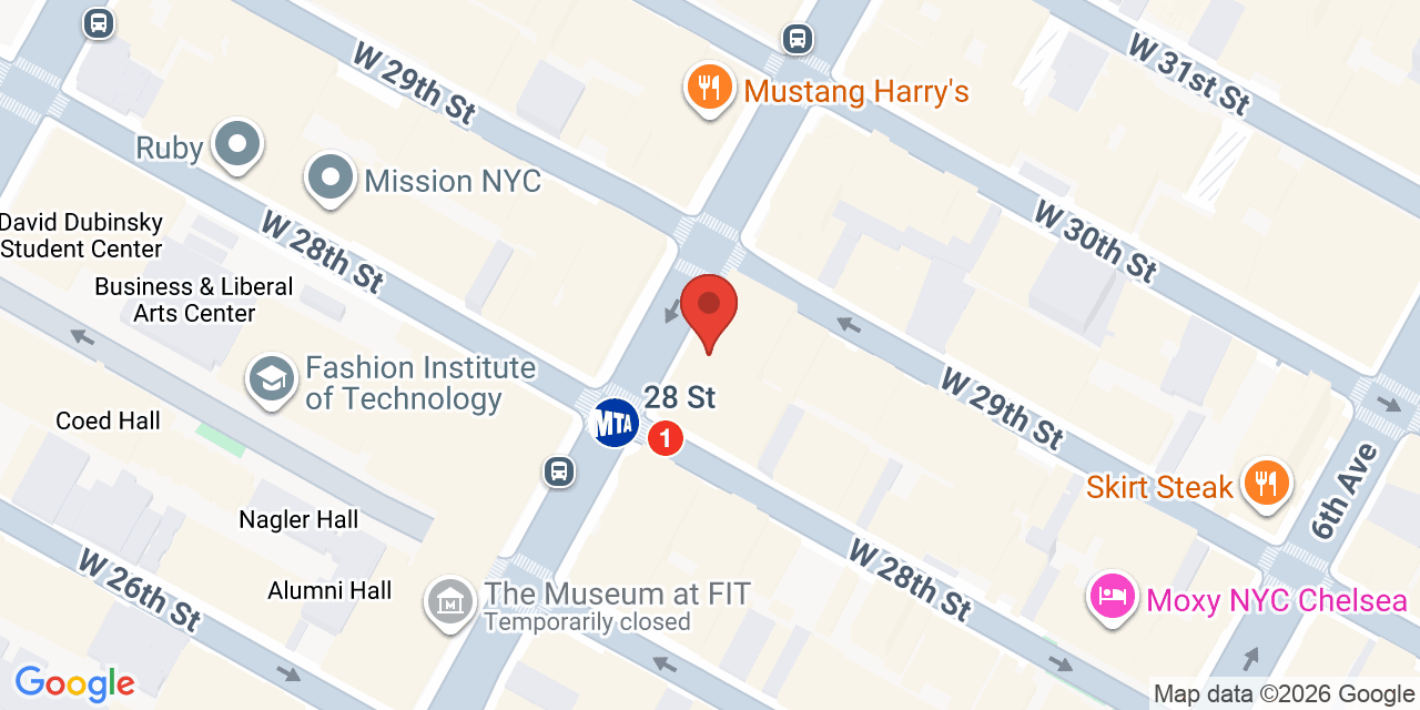Map showing the location of 333 7th Ave, New York, NY 10001