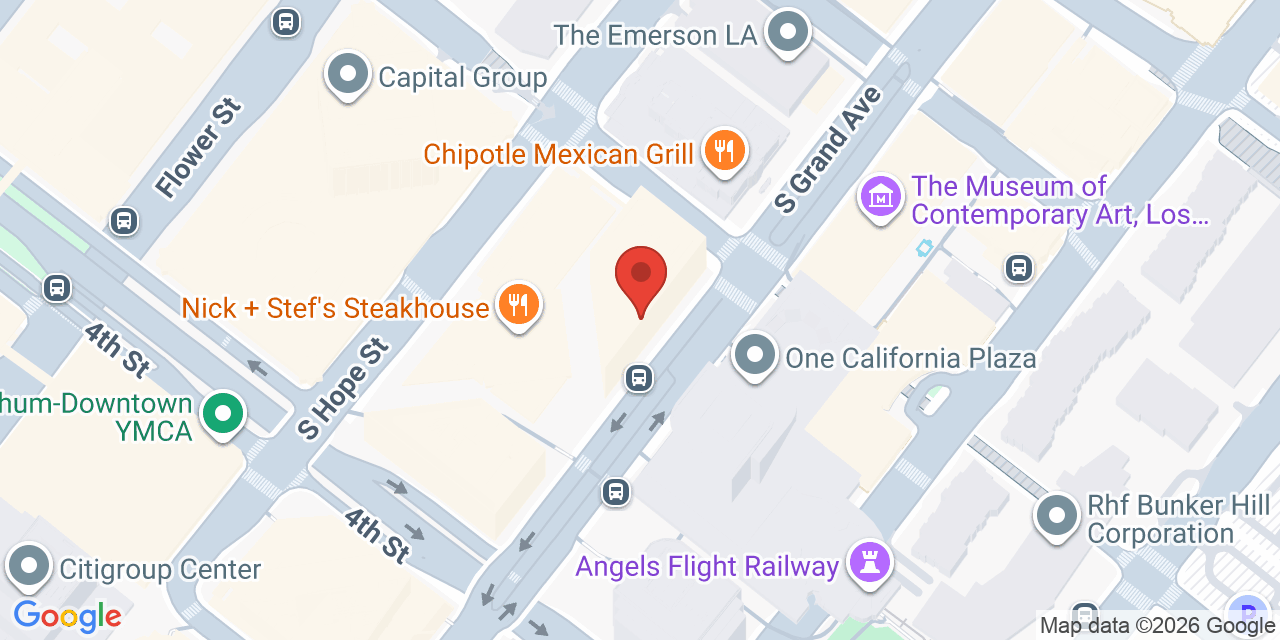 Map showing the location of 333 S Grand Ave, Los Angeles, CA 90071