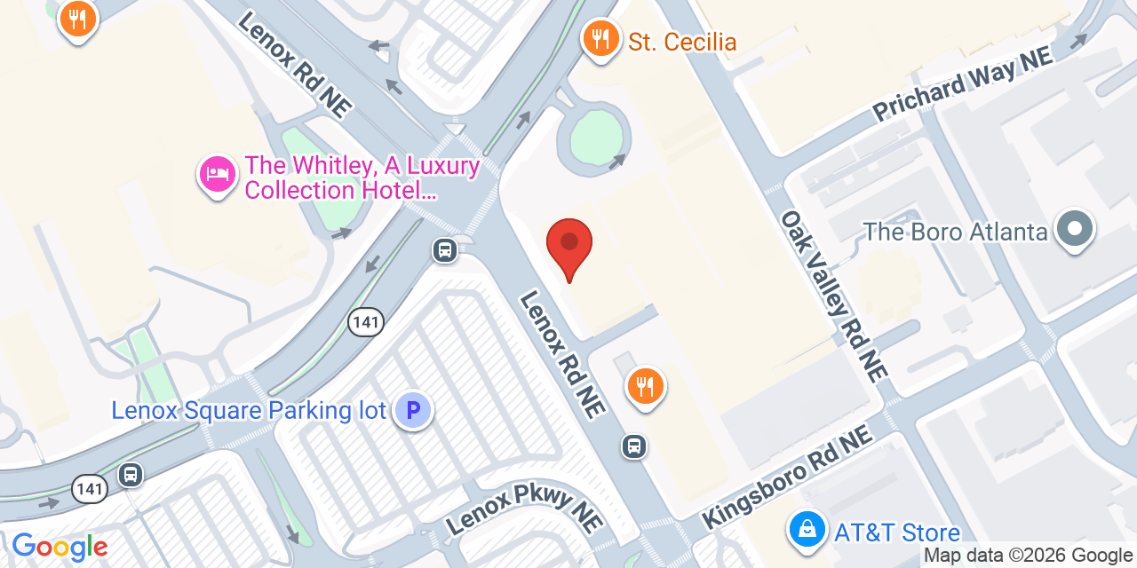 Map showing the location of 3445 Peachtree Road Northeast, Atlanta, GA 30326