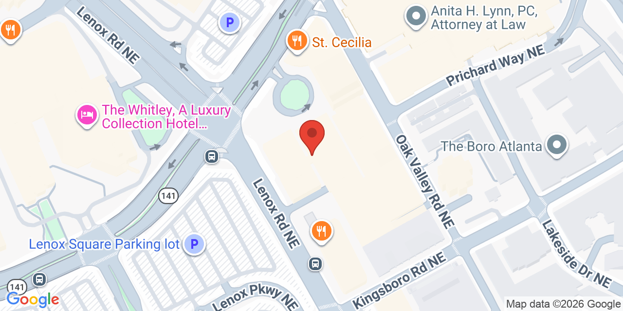 Map showing the location of 3445 Peachtree St NE, Atlanta, GA 30326