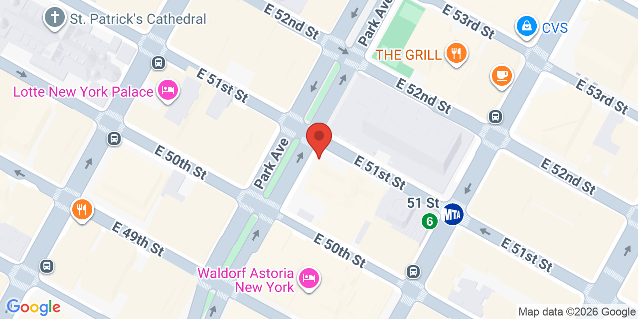 Map showing the location of 345 Park Ave, New York, NY 10154