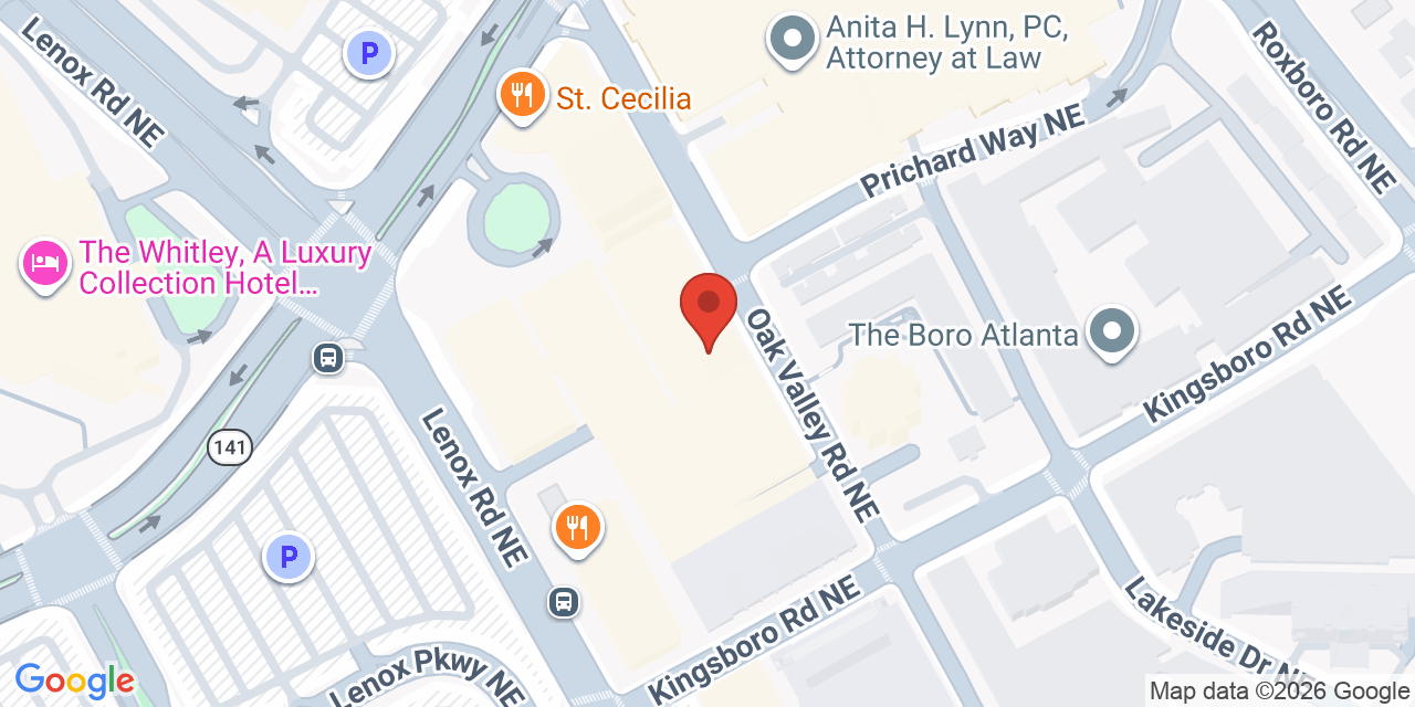 Map showing the location of 3455 Peachtree Rd NE, Atlanta, GA 30326