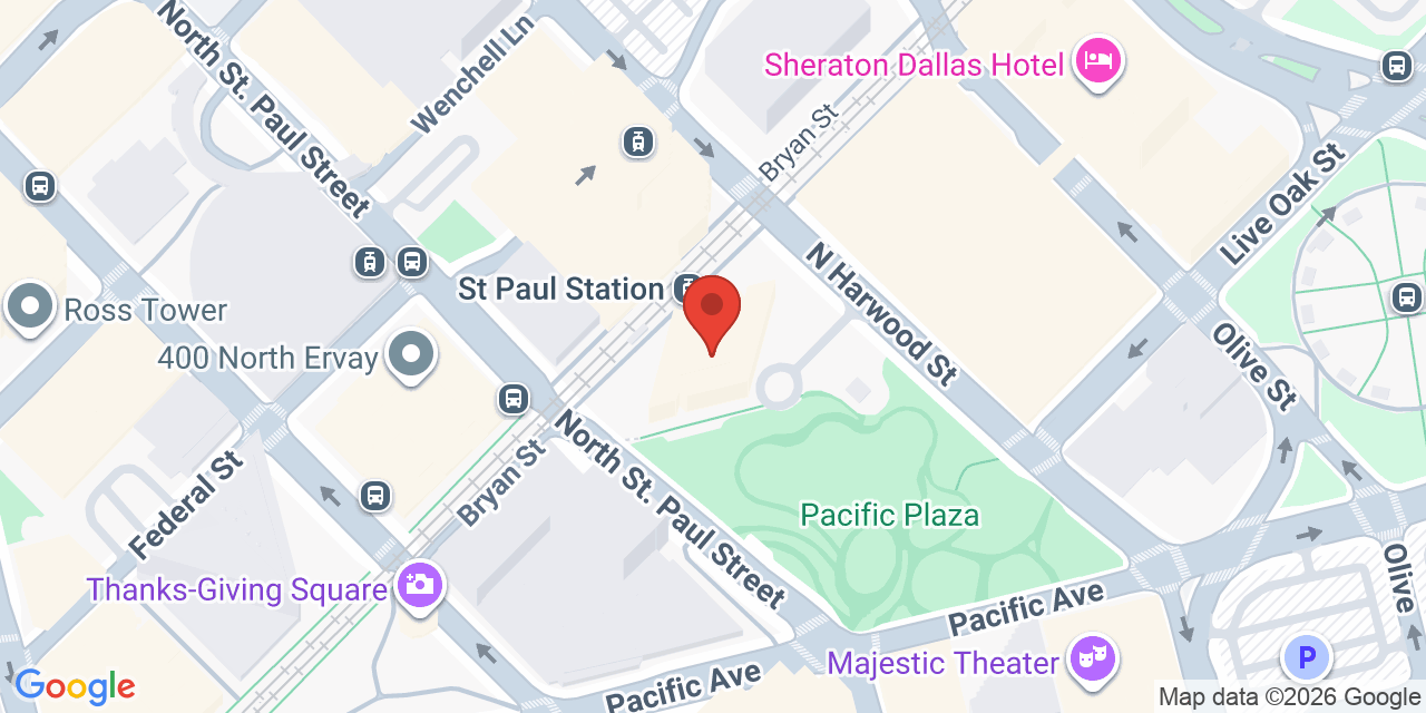 Map showing the location of 350 North St. Paul Street, Dallas, TX 75201