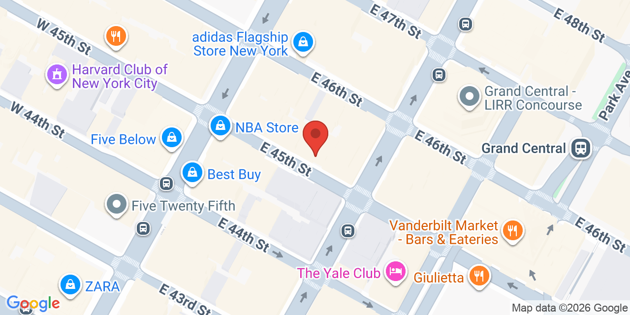 Map showing the location of 360 Madison Ave, New York, NY 10017