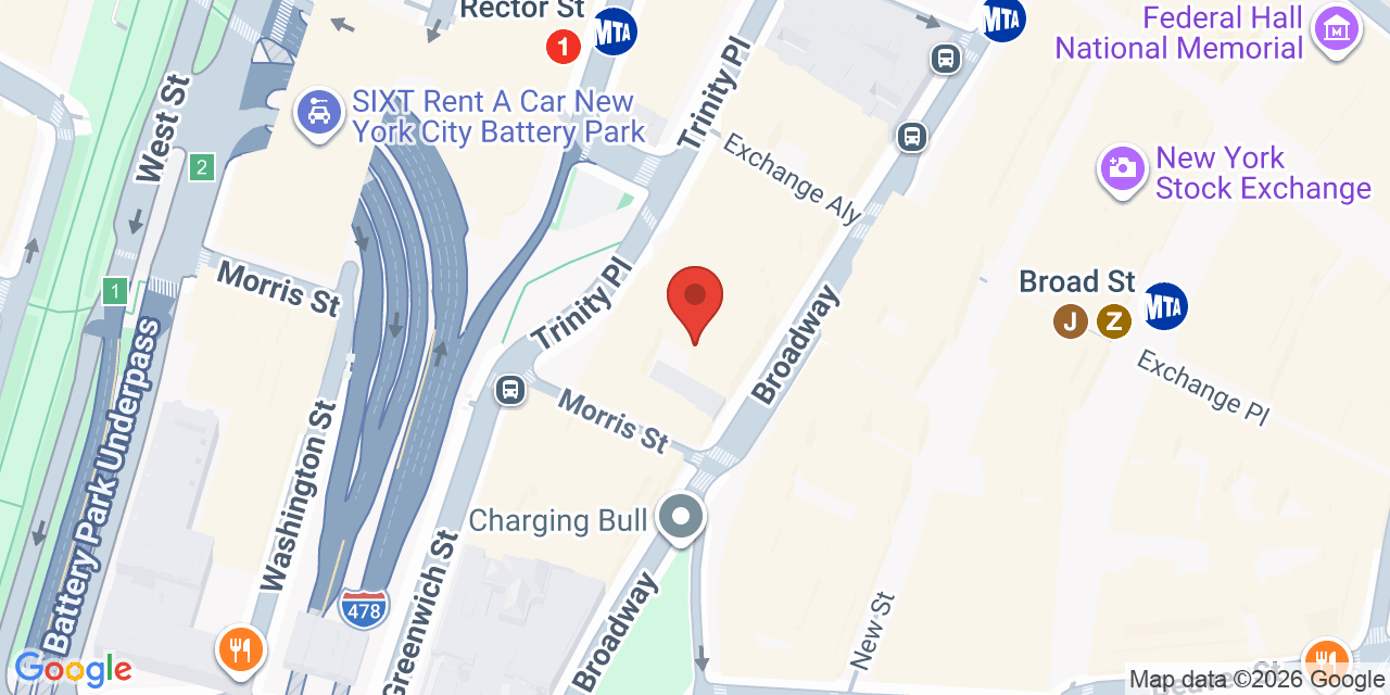 Map showing the location of 39 Broadway, New York, NY 10006