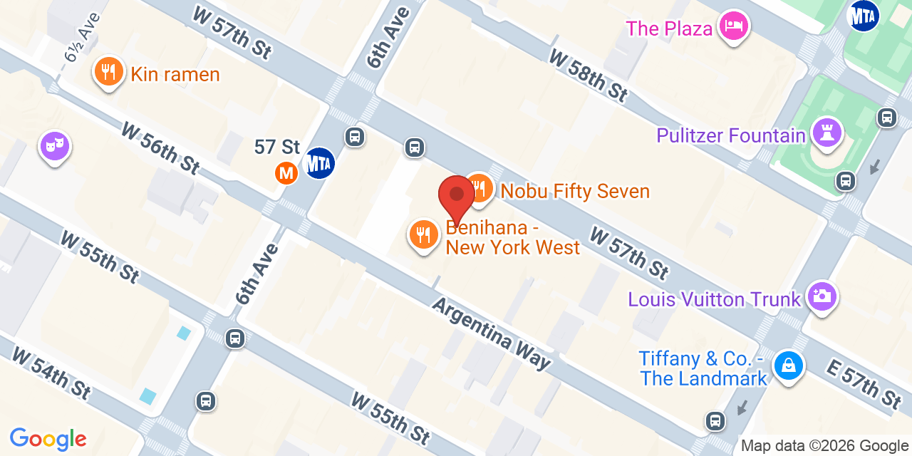 Map showing the location of 40 W 57th St, New York, NY 10019