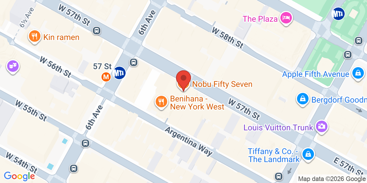 Map showing the location of 40 West 57th Street, New York, NY 10019