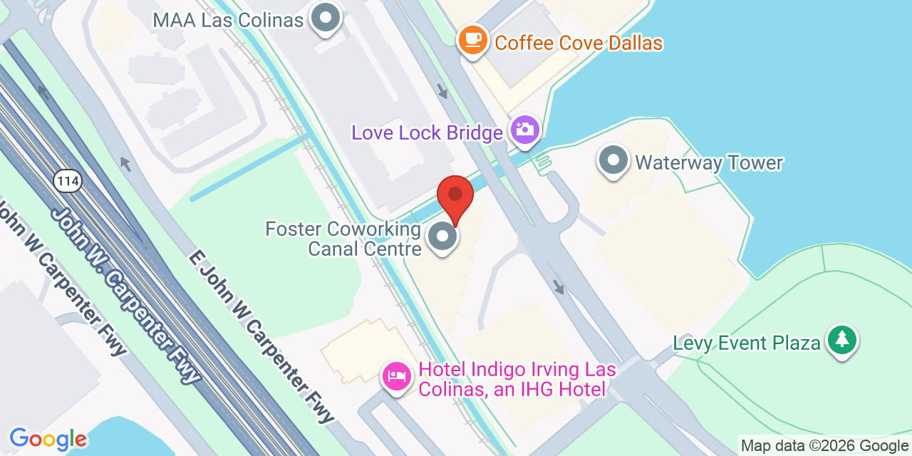 Map showing the location of 400 E Las Colinas Blvd, Irving, TX 75039