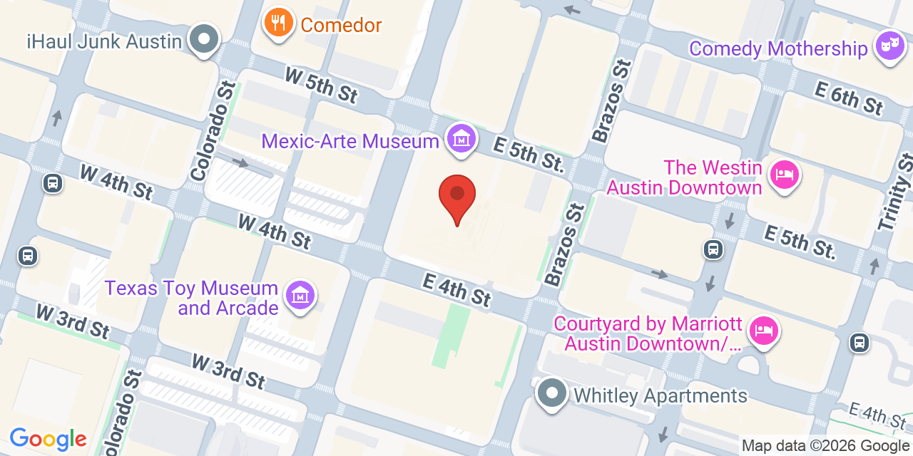 Map showing the location of 401 Congress Ave., Austin, TX 78701