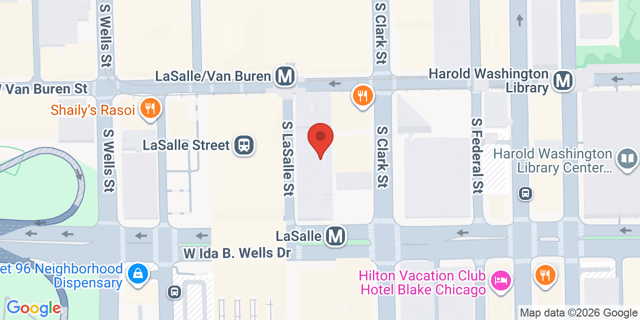 Map showing the location of 401 S LaSalle St, Chicago, IL 60605