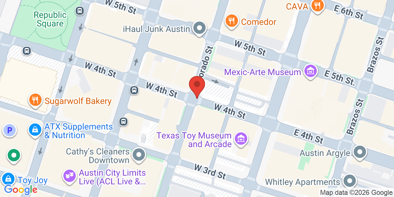 Map showing the location of 405 Colorado St, Austin, TX 78701