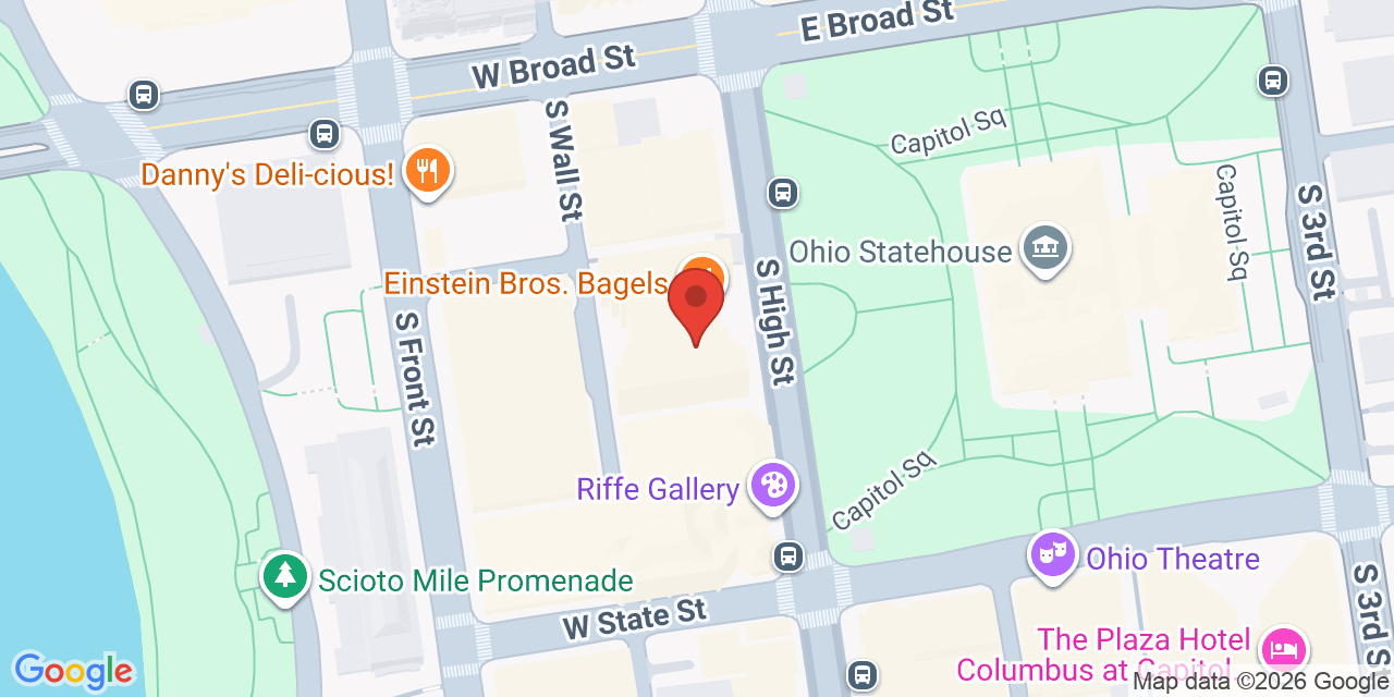 Map showing the location of 41 S High St, Columbus, OH 43215