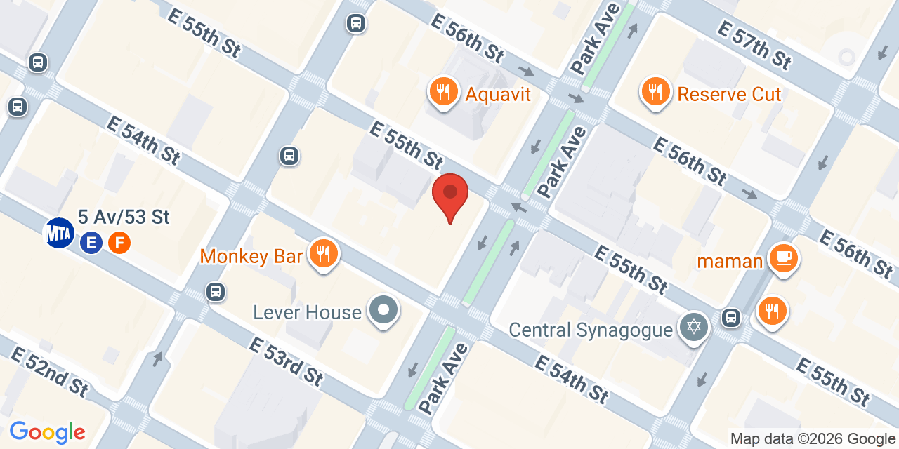 Map showing the location of 410 Park Ave, New York, NY 10022