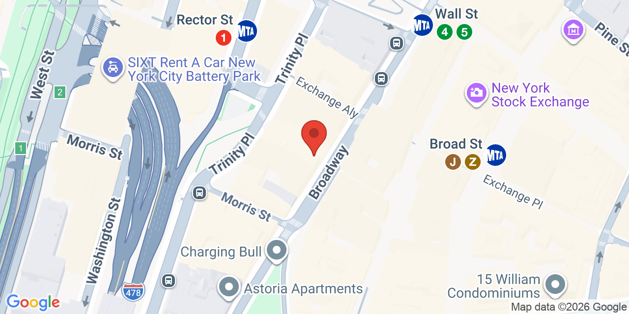 Map showing the location of 45 Broadway, New York, NY 10006