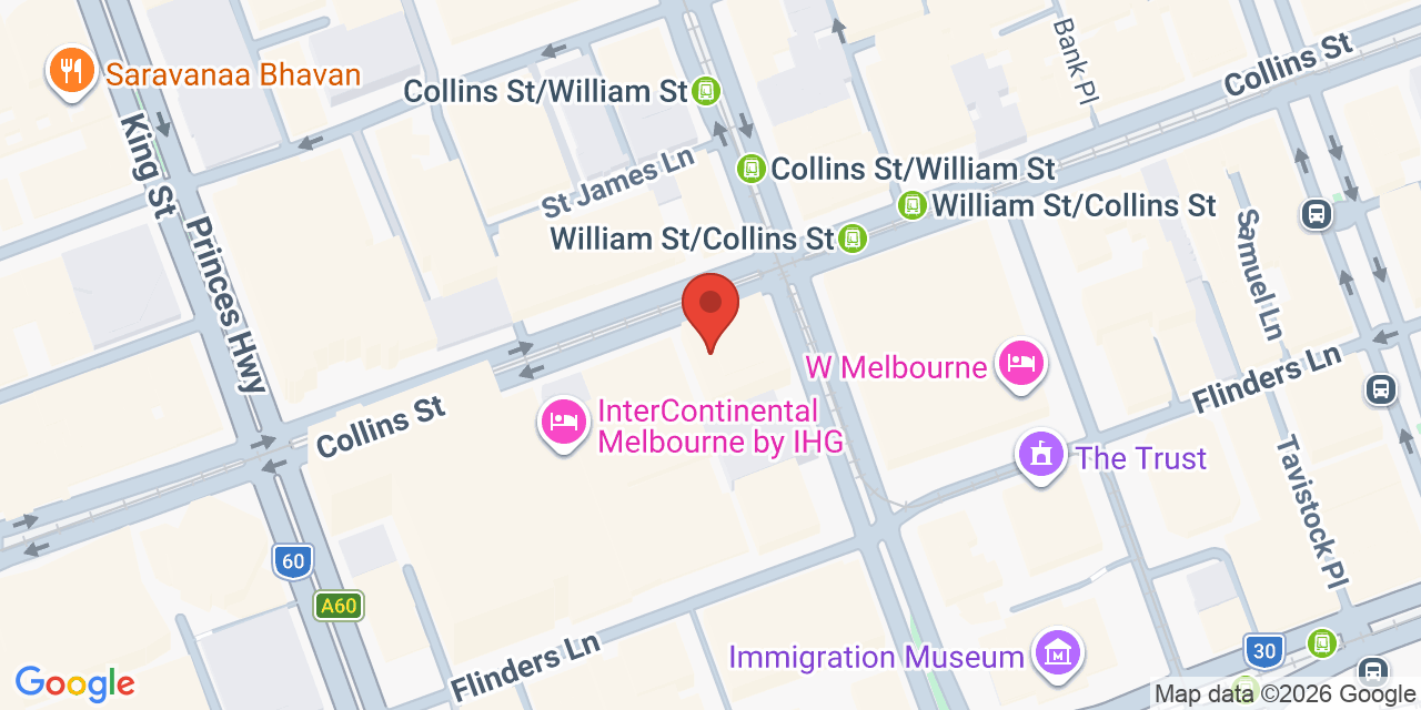 Map showing the location of 459 Collins Street, Melbourne VIC, Australia