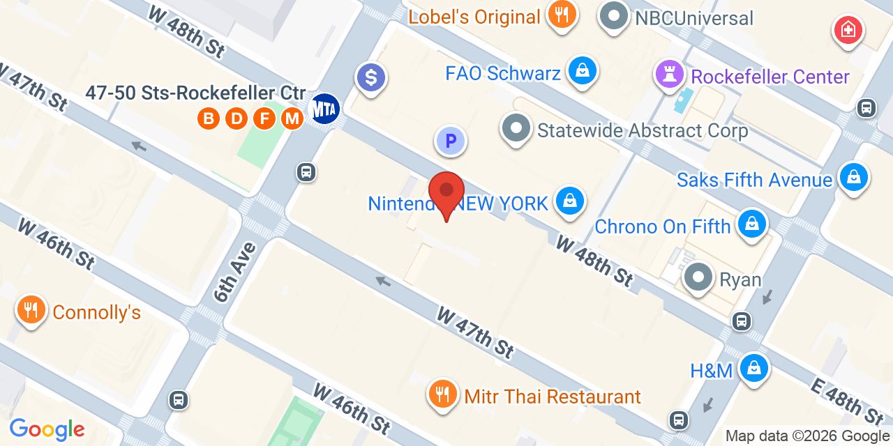 Map showing the location of 48w W 48th St, New York, NY 10036