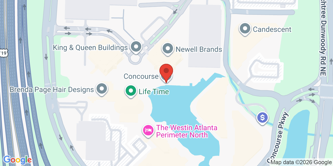 Map showing the location of 5 Concourse Pkwy #3000, Atlanta, GA 30328