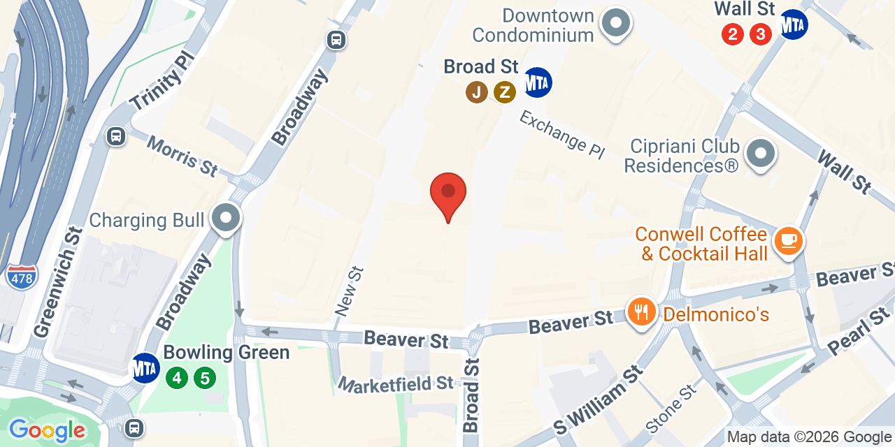 Map showing the location of 50 Broad St, New York, NY 10004