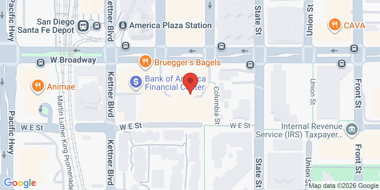 Map showing the location of 501 W Broadway, San Diego, CA 92101